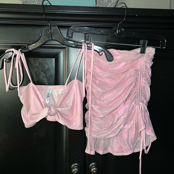 Lucy in the Sky Tops - Pink Lucy in the Sky skirt and top mini set